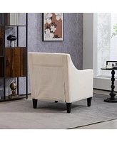Modern Accent Chair, Upholstered Armchair with Scooped Arms for Bedroom, Apartment, Studio, Office, Waiting Room(Beige Corduroy)