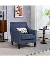 Streamdale Furniture Modern Accent Chair, Upholstered Armchair with Scooped Arms for Bedroom, Apartment, Studio, Office, Waiting Room(Blue Corduroy)