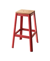 Streamdale Furniture Jacotte Bar Stool (1Pc) in Natural & Red