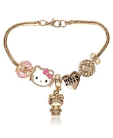 Hello Kitty Sanrio 7'' Fashion Charm Bead Bracelet with Pink and Gold Tone Enamel Beads