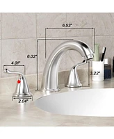 Lovmor 2-Handles Brushed Nickel Bathroom Faucet with Pop-Up Drain and Water Supply Lines