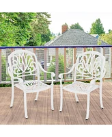 Costway 2 Pcs Patio Cast Aluminum Dining Chairs Armrests Outdoor Stackable