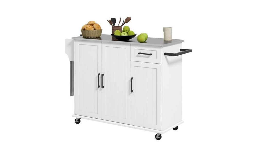 Slickblue White Kitchen Cart and Storage Cabinet for Efficient Organization and Practical Kitchen Solutions