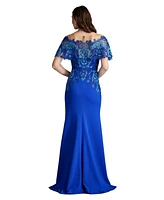 Tadashi Shoji Deming Ruffled Sleeve Illusion Gown