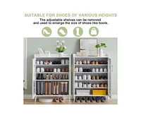 gaomon 5-Tier Entryway Shoe Storage Cabinet with Glass Doors, Shoe Cabinet with Adjustable Shelves, Shoe Storage Organizer for Hallway, Closet, Living