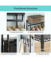 gaomon Heavy Duty Garment Rack, Adjustable Clothes Rack for Hanging Clothes Capacity with Laundry Sorter 3 Section