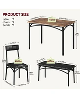 gaomon Dining Table Set for 4, Kitchen Table and Chairs for 4, Rectangular Kitchen Table Set , Dining Room Table Set,Brown