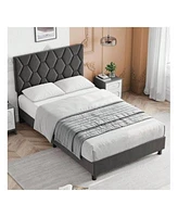 Gaomon Bed Frame With Headboard Upholstered Bed Frame Heavy Duty Platform Bed Frame With Strong Wood Slats Upholstered Mattress Foundation No Box Spring Needed