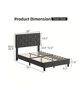 gaomon Bed Frame With Headboard Upholstered Bed Frame, Heavy-Duty Platform Bed Frame With Strong Wood Slats