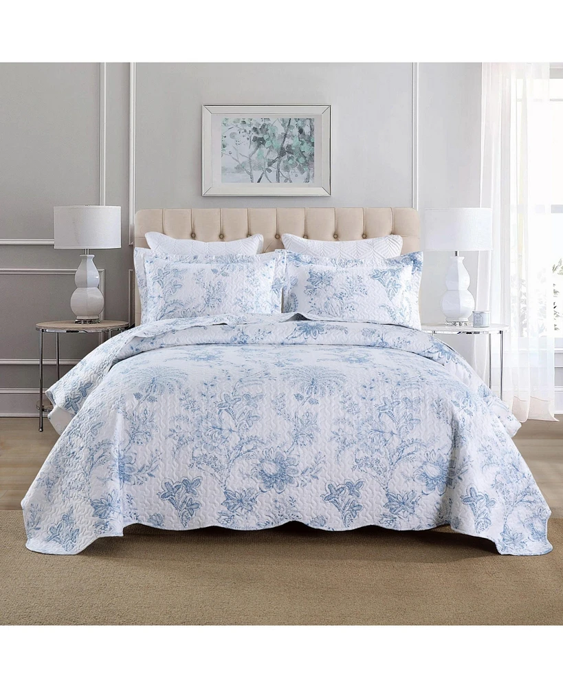 MarCielo Printed Floral Quilt Set Cozy Bedspread Set Queen