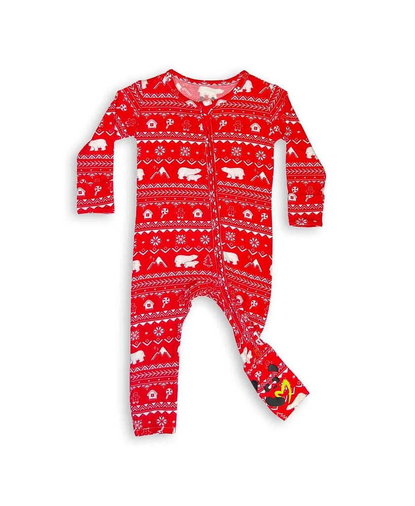Bellabu Bear Baby Unisex Polar Isle Red Convertible Footie