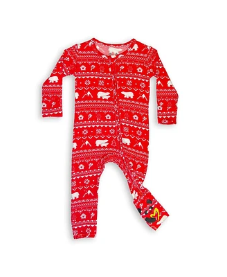 Bellabu Bear Baby Unisex Polar Isle Red Convertible Footie