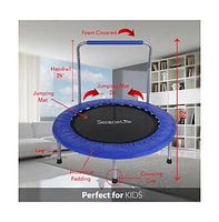 SereneLife Kids Size Sports Trampoline with Handrail and Coil Spring - SLSPT365