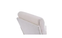 Slickblue High Back Solid Wood Armrest Backrest Iron Frame Teddy Velvet Indoor Leisure Chair Off-White