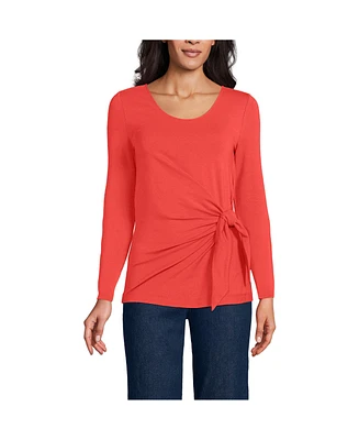 Lands' End Women's Long Sleeve Lightweight Tie Front Top