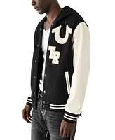 True Religion Men's Colorblocked Hooded Varsity Jacket