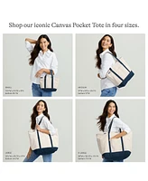 Lands' End Medium Print 5 Pocket Open Top Canvas Tote Bag