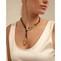 UNOde50 18K Gold and Silver Short Adjustable Latigo Necklaces