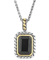 Effy Onyx Rope-Framed 18" Pendant Necklace in Sterling Silver & 14k Gold-Plate