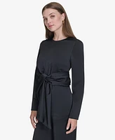 Halston Women's Twist-Front Long-Sleeve Blouse