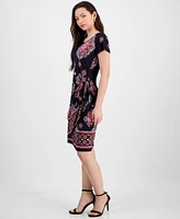 Robbie Bee Women's Printed Sarong Sheath Dress