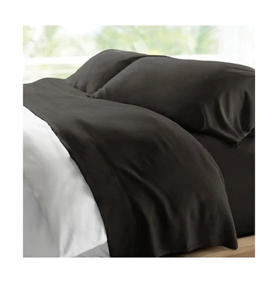 Cariloha Retreat 4-Piece Sateen Sheet Set | Black Sand | Cal King | Lyocell Material | Breathable, Corner Straps, Extra soft & Cooling