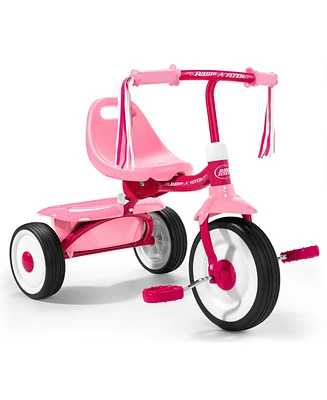 Radio Flyer 415PS Kids Readily Assembled Fold 2 Go Trike with Storage Bin, Pink