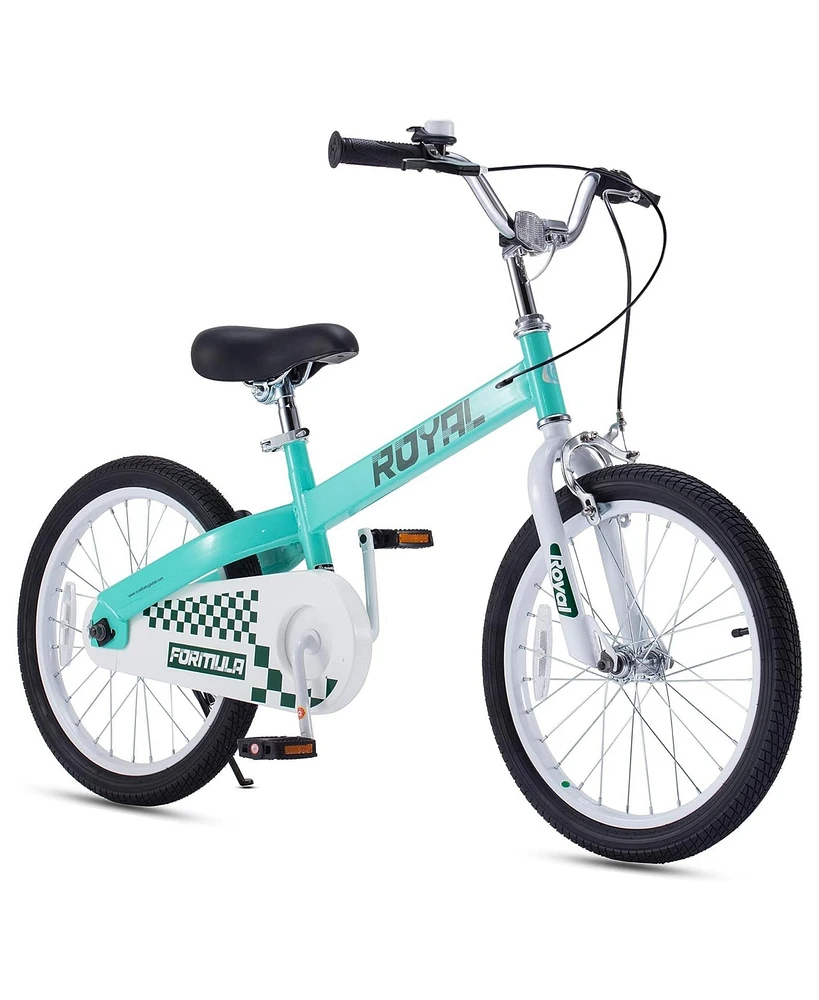 RoyalBaby Formula 20 Inch Kids Bike with Kickstand and Dual Hand Brakes, Green