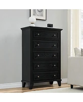 gaomon 5 Drawers Dresser for Bedroom, White Dresser with Wide Drawers, Wood Chest of Drawers