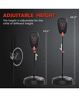 Qaba Kids Punching Bag with Sd & Boxing Gloves for Boys & Girls,