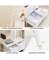 gaomon Dresser for Bedroom, Small Dresser Chest 6 Drawer Dresser with Clothes Rack, 4 Hooks, Hanging Rods, Storage Organizer