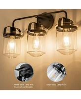 Slickblue Set of 3 Modern Industrial Wall Sconces with Clear Glass Shade - Versatile Indoor Lighting Fixture