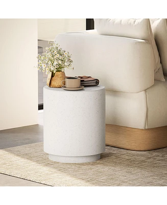 Homcom Round Side Table, End Table with 4 Adjustable Feet, Cream White