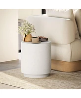 Homcom Round Side Table, End Table with 4 Adjustable Feet, Cream White