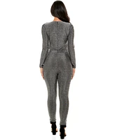 Bebe Women's Plunge Nk Sparkle Catsuit