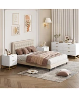 gaomon Dresser for Bedroom, 6 Drawer Dresser Organizer with Golden Metal Handle and Legs, White