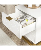 gaomon White Nightstand, Modern 2 Drawer Dresser for Bedroom