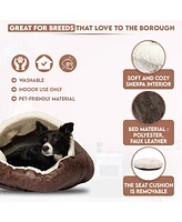 Details Pet Cave Bed for Small Dogs Cats Deep Dish Calming Hooded Dog Bed Dome for Pets