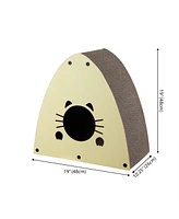 The Licker Store Koko 19" Modern Cardboard Triangle Cat Cave Scratcher with Catnip