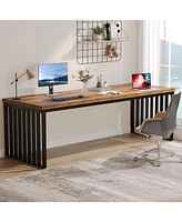 Tribesigns 78.74" Extra Long Computer Desk 2 Person Desk with Heavy Duty Metal Frame, Double Workstation Study Desk for Home Office