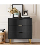 gaomon Black Dresser, Modern 3 Drawer Dresser for Bedroom with Gold Handle and Large Drawer