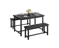 gaomon Dining Table Set for 4, Kitchen Table with 2 Upholstered Benches, 3 Piece Dining Room Table Set