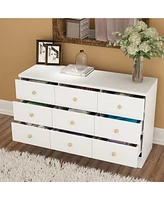 Homsee White Elegant Dresser With 9 Drawers