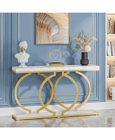 Tribesigns 55 inch Faux Marble Entryway Table Narrow Long Sofa Table, Modern Accent Table