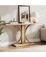 Tribesigns Narrow Long Sofa Table Hallway Foyer Table Behind Couch Table,55 Inches Rattan Console Table