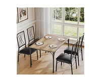 gaomon Dining Table Set for 4, Kitchen Table Set with Upholstered Bench, Dining Room Table Set for 4-6 with Cozy Cushion, 3 Piece Dining Table Set for