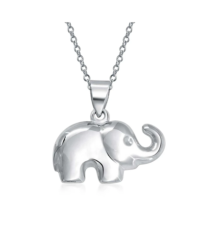 Bling Jewelry Simple Lucky Zoo Animal Good Luck Elephant Pendant Necklace For Women .925 Sterling Silver