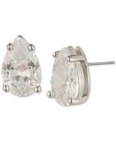 Givenchy Silver-Tone Crystal Pear-Shaped Claw-Set Solitaire Stud Earrings