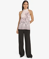 Calvin Klein Women's Printed Halter High-Neck Top