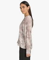 Calvin Klein Women's Printed Pleated Raglan-Sleeve Top